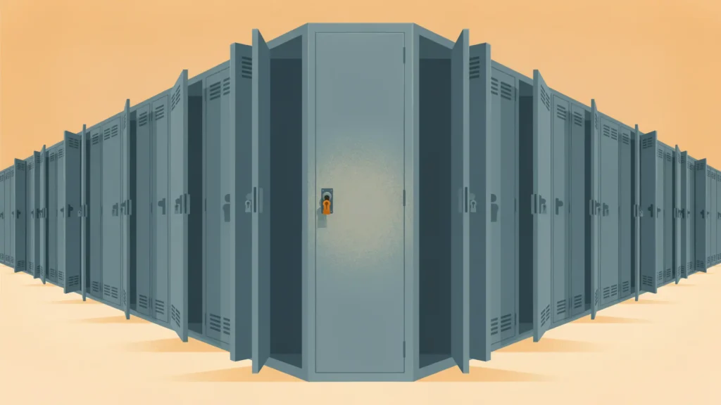 Find Your Old 401(k) – Small Balances Get Moved to IRAs Without Asking A row of employee lockers standing open and empty, with the one at the centre still locked and dusted over.